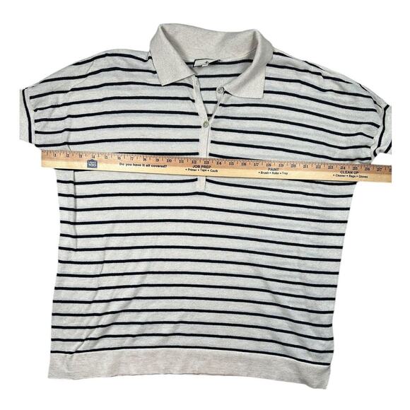 Tuckernuck Clayton Knit Polo Sweater Sz M/L Ivory Navy Nautical Stripe Pullover - Picture 5 of 7